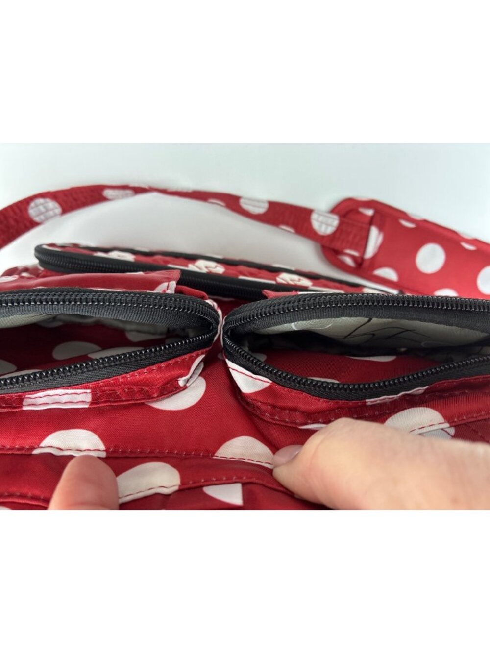 Lug Mini Puddle Jumper Backpack Crimson Large Dot Multi-Pocket Design Red White - Picture 12 of 16